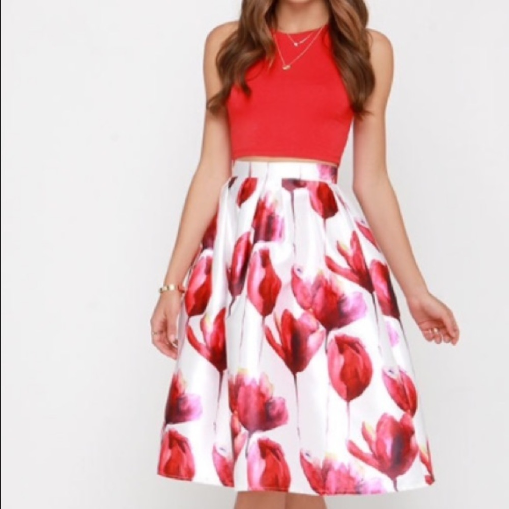 LOWEST 💜 "The Beauteous Flower" Flare Midi Skirt